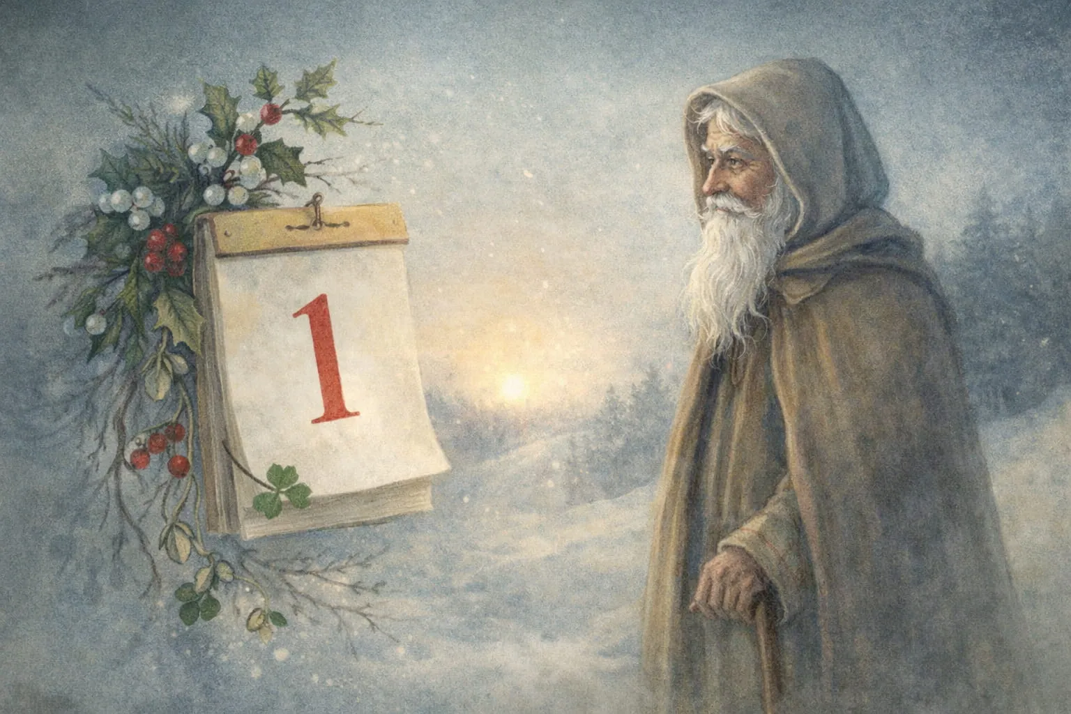 Le Père Janvier qui accompagne chaque jour du mois de janvier.