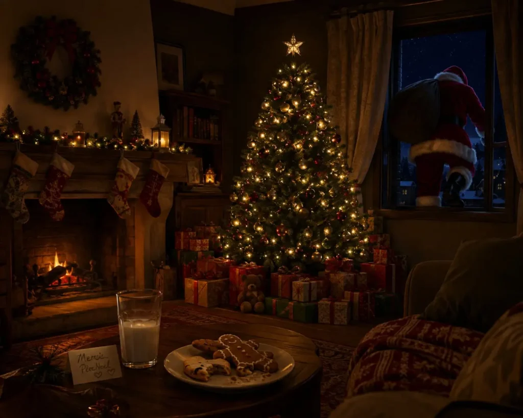 Le Père Noël est en pleine livraison de cadeaux
