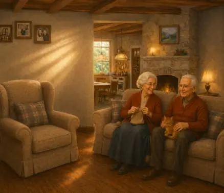 Mamie Jeanne et Papi Jules dans leur maison, un refuge chaleureux pour les enfants